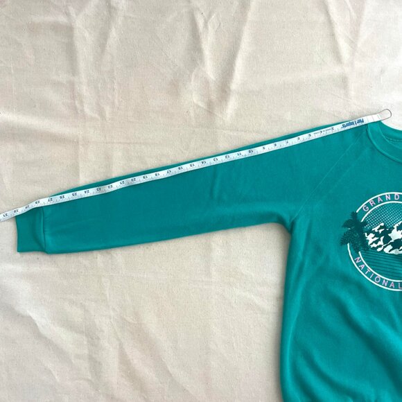 Vintage | "Grand Teton" Crew Neck Raglan Graphic Sweatshirt - Sz S / Aqua - Picture 8 of 10